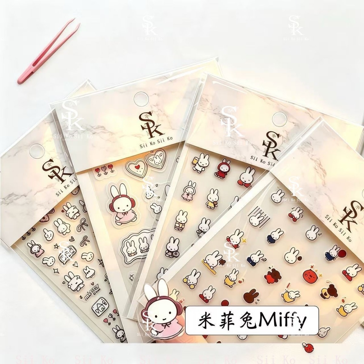 미피 토끼 네일 스티커 귀여운 만화 4장 엠보싱 3D  - Fire Tablet Accessories 리뷰 및 가격